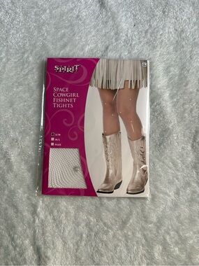 Spirit Space Cowgirl Fishnet Tights - White Embellished Fishnet